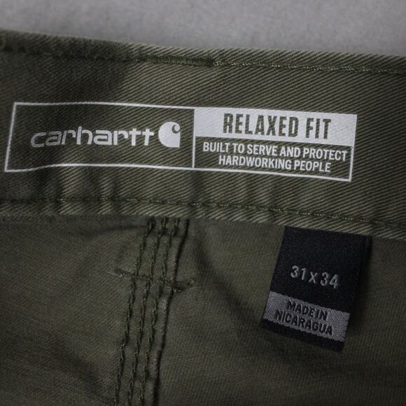 Carhartt Relaxed Fit Carpenter Pants Olive Green Workwear 31x34 Mens - Picture 3 of 9